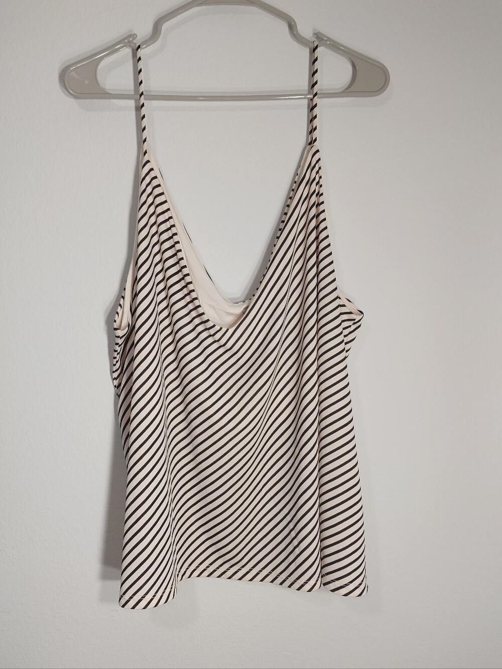 NWT H&M Striped Cowl Neck Cami Tank Top XXL Black White